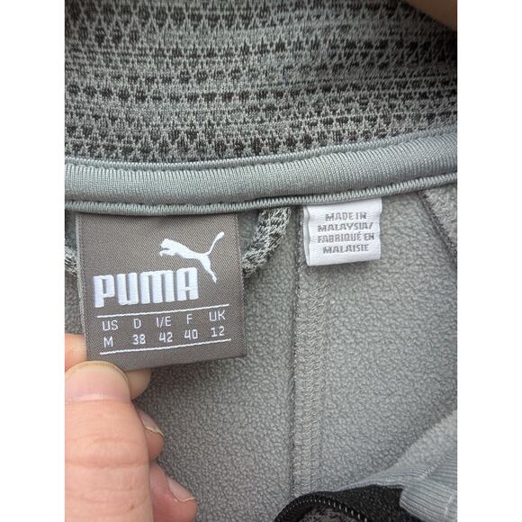 Puma Women's Gray Full Zip Track Jacket Sz Medium Mock neck Thumb Holes - Picture 7 of 9